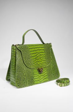 Crocodile Print Large Leather bag with long strap and gold hardware Luxury Crocodile Pattern Crossbody Bag, Luxury Crossbody Bag With Crocodile Pattern, Luxury Crocodile Pattern Handheld Bag, Designer Crossbody Bag With Crocodile Pattern, Designer Crocodile Pattern Top Handle Shoulder Bag, Luxury Handheld Shoulder Bag With Crocodile Pattern, Luxury Crocodile Pattern Top Handle Satchel, Designer Satchel Shoulder Bag With Crocodile Pattern, Designer Green Bag With Crocodile Pattern