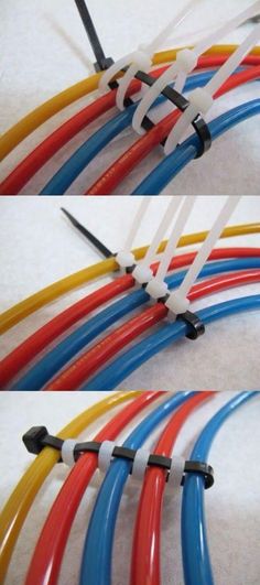 several different colored hoses connected to each other