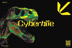 an image of a dinosaur with the word cyberbike on it