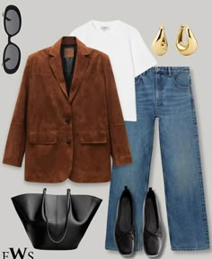 Everyday Fall Outfits 2024, Brown Suede Jacket Outfit, Blazer Outfits Women, Suede Jacket Outfit, Blazer Outfits For Women, Suede Blazer, Autumn Collection, Outfit Inspiration Fall, Blazer Outfits