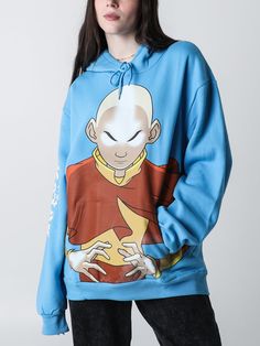 Printed art on front and sleeve Drawstring hood Long sleeves Front pouch pocket Relaxed, oversized fit - please refer to size chart 60% Cotton, 40% Polyester Imported Dumbgood Exclusive Officially Licensed Avatar: The Last Airbender Merchandise Avatar Clothing, Teal Hoodie, Avatar Korra, Young Sheldon, Avatar Aang, Printed Art, Blue Hoodie, Avatar The Last Airbender, The Last Airbender