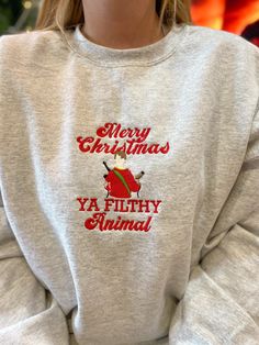 christmas hoodie, christmas clothing, holly jolly, happy holidays, trendy christmas, boho christmas embroidered crewneck or hoodie gildan sweatshirt