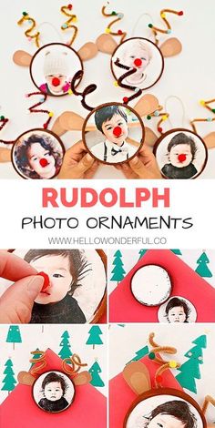 Follow us on Instagram for more fun ideas for kids! Scroll all the way down to watch the video below for the step-by-step video in how to create these adorable personalized Rudolph Reindeer Photo Ornaments and make sure to subscribe to our YouTube channel for more fun videos! Chances are your kids know the lyrics to th Reindeer Photo, Rudolph Reindeer, Ornament Craft, Christmas Kindergarten, Christmas School, Daycare Crafts, Preschool Christmas, Christmas Classroom, Classroom Crafts