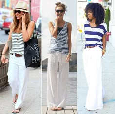 Capsule Dressing, Striped Tops, Black Linen Pants, Top Street Style, Estilo Hippy, Cotton Linen Pants