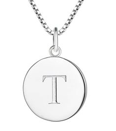 PRICES MAY VARY. ❤️ YL DESIGN - Silver initial letter pendant necklace can symbolize not only your name or the name of your lover' s but also a memorable event or the word that means a lot for you ❤️ Round Initial necklace is crafted in solid 925 sterling silver with 18k white gold plated, nickel free, Lead free, no allergic material ❤️ T Letter Pendant Size - high: 0.59"; silver box chain: 18+1.2" ❤️ Come with gift box; gift for Christmas, Valentine's Day, Birthday, Anniversary, Mother's day, E Classic Sterling Silver Necklaces With Initials, Classic Personalized Silver Initial Necklace, White Gold Initial Necklace For Mother's Day, Engraved White Gold Initial Necklace In Sterling Silver, Classic Sterling Silver Initial Necklace For Anniversary, Engraved Sterling Silver Initial Necklace In White Gold, Classic Sterling Silver Initial Necklace For Personalized Gift, Classic White Gold Charm Necklace With Initials, Classic Sterling Silver Initial Pendant Name Necklace