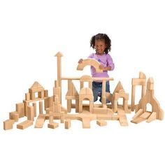 Our superior-quality blocks are precision made from hardwood with sanded smooth beveled edges. A total of 16 shapes are precisely dimensioned so the blocks are easy to stack. Picture shown is the larger Classroom Set, only 88 pieces in this Standard Block Set II. Preschool Block Area, Teaching Prek, Learning Centers Preschool, School Wishlist, Blocks Preschool, Preschool Rooms, Block Center, Block Area, Classroom Makeover