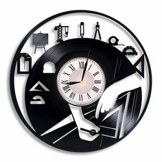 Vinyl record 12 inch wall clock Key Features: Recycled vintage vinyl records Noiseless and reliable high-quality mechanism The size is 12 inches The clock-face is a sticker 1 AA battery is required (not included) Quality packaging protecting against damage Our vinyl record wall clock will delight you and your friends with its awesome design and perfect quality. Architect shop vinyl wall clock, Architect shop Architecture, profession architect gift for any occasion Blueprint Design, Shop Architecture, Architect Gift, Shop Vinyl, Vinyl Record Wall, Record Wall, Vintage Vinyl Records, Clock Face, Aa Batteries