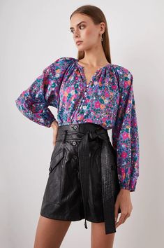 Floral print blouse from Rails available at Marie's Boutique Luxury Shirts, Rails Clothing, One Clothing, 70s Inspired, Floral Print Blouses, Floral Print Tops, Plaid Tops, Shirts For Women, Print Blouse