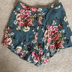 Never Worn Perfect Condition Flowy Shorts, Blue Black, High Waisted, Womens Shorts, Floral, Women Shopping, Blue, Black, Color