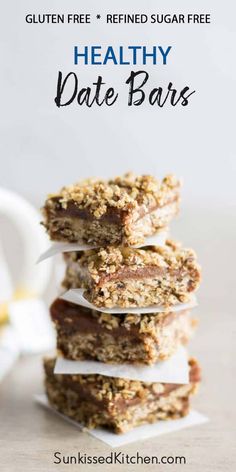 healthy date bars stacked on top of each other