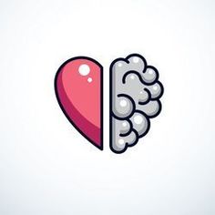 the two halves of a heart and a brain