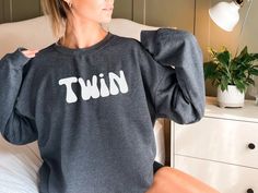 Matching Twins Sweatshirts Twin Sweater Twins Birthday Gift - Etsy Future Grandma, Happy Camper Shirt, Sweat Vintage, Classic Lounge, Pregnancy Announcement Gifts, New Grandma, Cut Offs, Mama Shirts, Sweater Gift