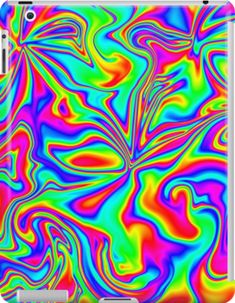 an ipad case with colorful swirls on it