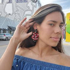 Unleash your wild side with our Red Coral Snake Stud Dangles, a perfect way to bring a bit of daring and mystery to your everyday style. 🐍❤️✨ 🐍 Design: Intriguing hand-painted Red Coral Snake earrings, encapsulating the allure and mystery of these magnificent creatures. 🌳 Material: Sustainable, lightweight Baltic Birch wood. 🎨 Colors: Bold shades of red, white, and black, mirroring the vibrant hues of red coral snakes. 📏 Size: Approximately 3 inches in length, designed to be lightweight and Red Summer Party Jewelry, Artsy Black Jewelry For Parties, Adjustable Red Hand-painted Jewelry, Adjustable Hand-painted Red Jewelry, Adjustable Red Hand Painted Jewelry, Adjustable Hand Painted Red Jewelry, Trendy Red Dangle Jewelry, Black Drop Earrings For Summer, Artsy Drop Earrings