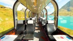 the inside of a train with lots of seats