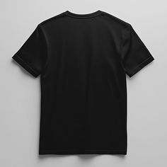 Basic Black Pre-shrunk T-shirt, Black Short Sleeve Branded T-shirt, Black Crew Neck T-shirt With Screen Print, Black Branded Short Sleeve T-shirt, Basic Black Branded T-shirt, Black Branded Crew Neck T-shirt, Black Crew Neck T-shirt With Branding, Black Relaxed Fit T-shirt With Branding, Black Crew Neck T-shirt With Graphic Design