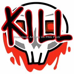 a skull with the word kill painted on it's face in red and black