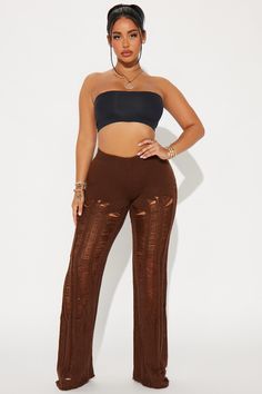 Available In Brown. Sweater Knit Pant High Rise Elastic Waistband Back Pockets Distressed Stretch 32" Inseam 100% Acrylic Imported | Staying Humble Sweater Knit Pant in Brown size XL by Fashion Nova Stay Humble, Knit Pants, Fashion Nova, Knitted Sweaters, Knitting, Pants