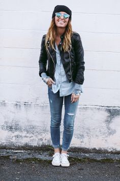 tomboy-chic Tomboy Chic, Tomboy Outfits, Double Denim, Outfit Trends, Tomboy Fashion, Bella Hadid