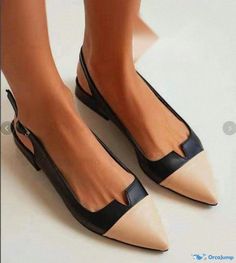 Orcajump - Color-Block, Pointed-Toe, Flat Single Shoes with Low Heels Rough Heels, Shoe Sole, Elegant Shoes, Spring 2024, Black Heels, Things To Buy, Low Heels, Color Block, Heel Height