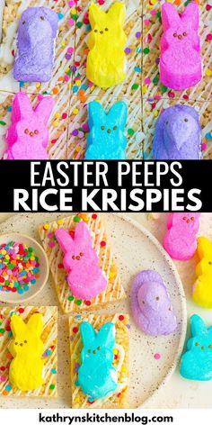 easter peeps rice krispies with sprinkles in the middle and on top