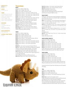 a crocheted toy is shown with instructions on how to make it