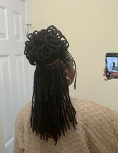 Half Up Half Down Dread Styles, Locs Half Up Half Down, Half Up Half Down Locs, Loc Petal Styles, Half Up Half Down Loc Styles, Dreadlock Updos, Loc Sizes, Loc Petals