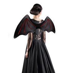 PRICES MAY VARY. Size: the Halloween cosplay bat wings measures 24 × 11 inches, proper size is suitable for most people. Material: Halloween bat wings is made of quality semi-transparent silk with glittering red lines, which will make you shiny under the sun or under the light at night and grasp everyone's eyes in the crowd. Iron Wire edge can keeps the bat wings' shape very well. Comfortable and Easy to Wear: one size elastic straps fits most shoulders. Soft chiffon touches comfortable and will not hurt your skin. The material is also lightweight, which allows you easy to walk or run around. Eye-catching Halloween Costume: wear this cool bat wings at Halloween party, masquerade and costume party and add strong festival atmosphere for you. Halloween Gift: give this delicate bat wings to th Wings Clothes, Bat Wings Costume, Wings Dress, Batwing Dress, Wings Costume, Halloween Bat, Iron Wire, Under The Lights, Semi Transparent