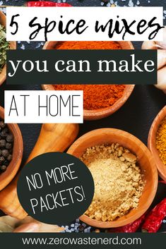 bowls filled with spices and the words 5 spice mixes you can make at home