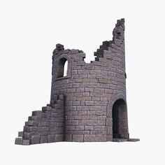 an old castle made out of bricks on a white background with no people around it