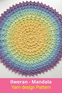 a crocheted rainbow doily with the words, iweran - anleiting