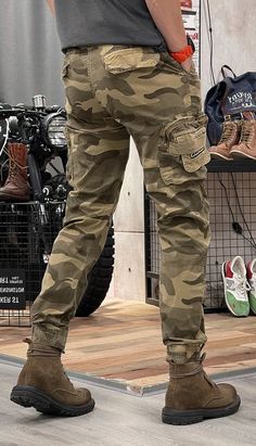 Military Cargo Jeans With Multiple Pockets For Outdoor, Military Cargo Jeans With Camouflage And Side Pockets, Camouflage Military Cargo Pants, Military Camouflage Cargo Pants For Streetwear, Military Camouflage Cargo Pants With Patch Pockets, Biker Jeans, British Indian Ocean Territory, British Indian, Men Fashion