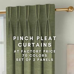 pinch plea curtains at factory price 70 colors set of 2 panels in sage green color