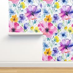 an image of flowers painted on the wall