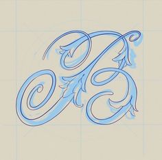 the letter e is drawn in blue ink