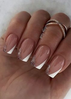 New Year Nails Coffin Shape, Short Nail Inspo For New Years, Short Almond Acrylic Nails New Years, New Year’s Eve Nails Short Square, New Years Nail Designs French Tips, Short Nails Inspiration New Year, Simple Short Nail Designs New Years, New Years Nails Simple Classy, New Year Nail Inspiration