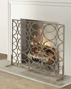 a fireplace with a fire in the middle