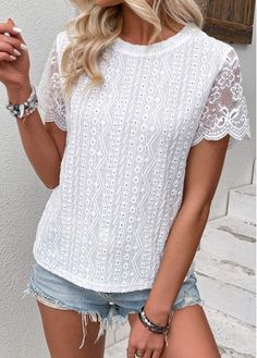 Color:White;Size:S;Size:M;Size:L;Size:XL;Size:XXL;Package Contents:1 X T Shirt;Occasion:Other;Style:Casual; Comfortable White Short Sleeve T-shirt, White Print Short Sleeve T-shirt For The Beach, Summer Ruffled Short Sleeve T-shirt, White Ruffled Short Sleeve T-shirt, White Short Sleeve T-shirt With Floral Applique, Shapewear Swimsuit, Patchwork Shorts, Swimwear Suits, Swimwear Bottoms