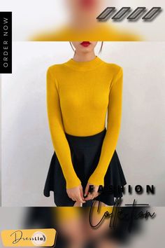 Autumn Winter Women Pullovers Sweater Knitted Korean Elasticity Casual Jumper Fashion Slim Turtleneck Warm Female Sweaters Yellow Fitted Knit Top For Fall, Yellow Ribbed Tops For Winter, Yellow Long Sleeve Tops For Winter, Yellow Knit Top For Fall, Trendy High Neck Knitted Tops, Yellow Ribbed Sweater For Fall, Trendy Knitted High Neck Tops, Yellow Turtleneck Top For Winter, Yellow Long Sleeve Winter Tops