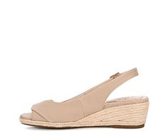 LifeStride Socialite Women's Sandal You'll be quite the talk in the women's LifeStride Socialite Sandal. This chic silhouette has a summery espadrille midsole with the cute wedge heel. Each step will be comfortable thanks to the Cushioned footbed and a slingback strap and peep toe design, your look will remain casual and up to date. Canvas upper Adjustable buckle strap closure Cushioned footbedEspadrille midsoleWedge height: 1¾ Spring Beach Wedge Sandals With Arch Support, Spring Vacation Wedge Sandals With Arch Support, Summer Wedge Sandals With Arch Support For Spring, Beige Casual Heels With Arch Support, Casual Beige Heels With Arch Support, Beige Sandals With Arch Support For Spring, Spring Beach Heels With Arch Support, Cute Wedges, Rack Room