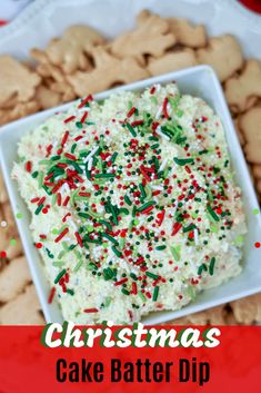 christmas cake batter dip with sprinkles on top