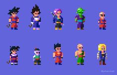 some pixel art style characters in different poses