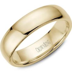 a yellow gold wedding ring with the words crownring on it