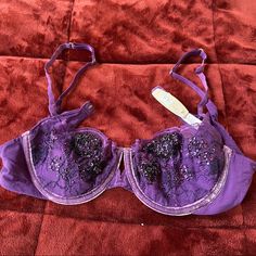 Nwt Victoria’s Secret Embroidered Lacy Sexy Bra Soft Velvet Finish Embroidered With Beads And Sequins Padded In Lower Half As Pictured From A Clean, Non-Smoking Home With No Pets. Reusing Boxes To Be More Eco-Friendly Party String Bra With Lace Trim, Push-up Bra With Lace Closure For Party, Party Lace Trim String Bra, Purple Lace Push-up Bra, Fitted Bra With Padded Cups For Night Out, Fitted Purple Bra With Lace Trim, Padded Bra For Night Out, Fitted Padded Bra For Night Out, Fitted String Bra With Lace Closure