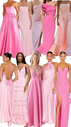 several different types of dresses in various colors