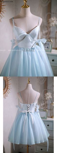 10% off now|Free shipping world-wide. Cute Light Blue Short Cutout Homecoming Dress with Straps at GemGrace. Click to learn our pro custom-made service for wedding dress, formal dress. View #HomecomingDresses for more ideas. Light Blue Spaghetti Strap Homecoming Dress, Light Blue Backless Prom Dress, Cutout Homecoming Dress, Light Blue Shorts, Short Prom, Short Prom Dress, Blue Shorts, Homecoming, Classic Looks