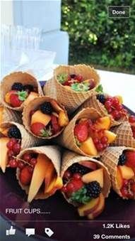 a plate filled with fruit and cones on top of a wooden table