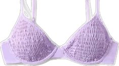 Partially Lined Fitted Bra For Beach, Summer Purple Underwire Bra, Purple Underwire Summer Bra, Summer Purple Bra With Padded Cups, Purple Underwire Bra For Summer, Spring Beachwear Fitted Bra, Summer Underwire Bra In Purple, Purple Padded Bra For Spring, Spring Purple Bra With Padded Cups