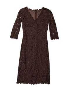 Dolce & Gabbana A-Line DressBrownLace PatternLace Trim EmbellishmentLong Sleeve with V-NeckConcealed Zip Closure at BackDesigner Fit: Dresses by Dolce & Gabbana typically fit true to size. Brown V-neck Cocktail Dress, Brown V-neck Dress With Lace Trim, Brown Lace Party Dress, Lace Pattern, Dolce And Gabbana, A Line, Dress Outfits, Mini Dress, Trim