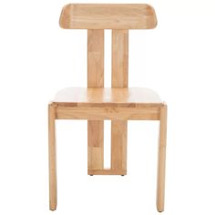 a wooden chair sitting on top of a white floor